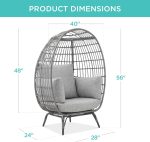 Best Choice Products Wicker Egg Chair, Oversized Indoor Outdoor Lounger for Patio, Backyard, Living Room w/ 4 Cushions, Steel Frame, 440lb Capacity - Ivory - Image 35